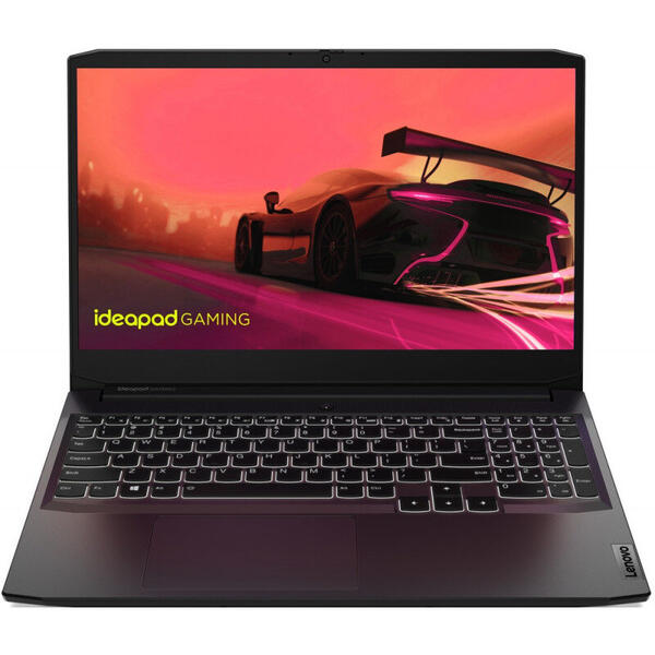 Laptop Lenovo Gaming 15.6'' IdeaPad 3 15ACH6, FHD IPS, Procesor AMD Ryzen™ 7 5800H, 8GB DDR4, 512GB SSD, GeForce GTX 1650 4GB, No OS, Shadow Black
