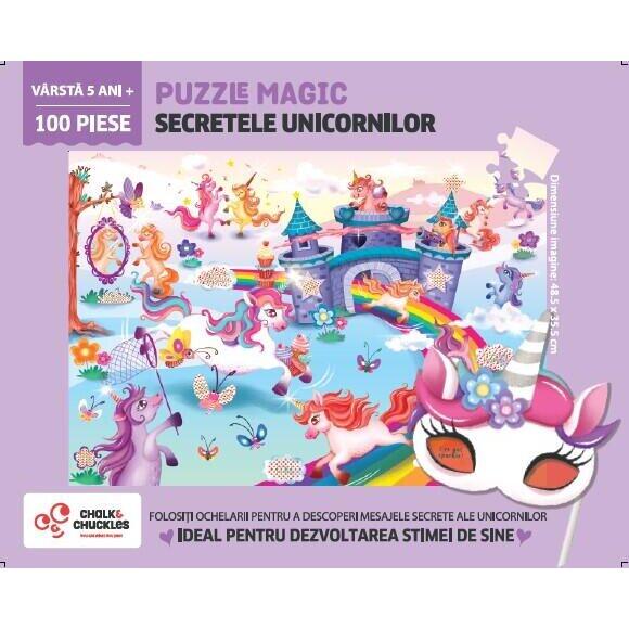 Chalk and Chuckles Puzzle magic - Secretele unicornilor (100 piese)