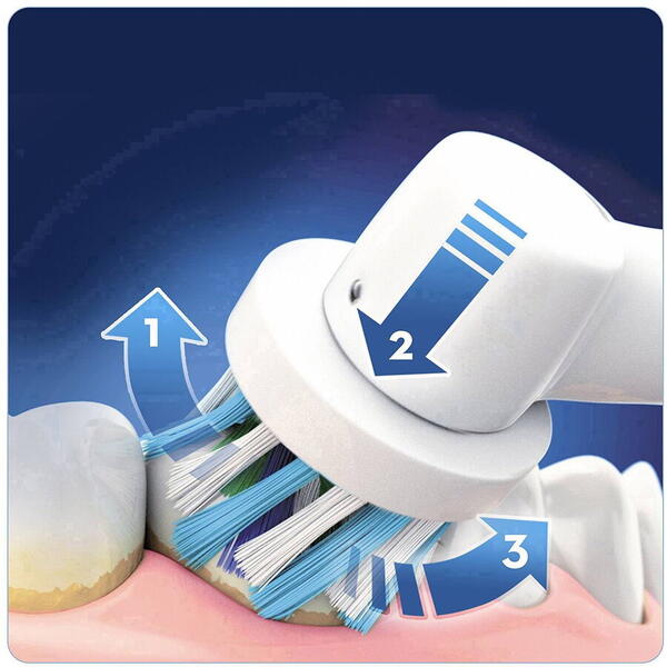 Periuta de dinti electrica Oral-B Pro 2700 Cross Action, 8800 Oscilatii/min, 1 program, 2 capete, Alb-Albastru