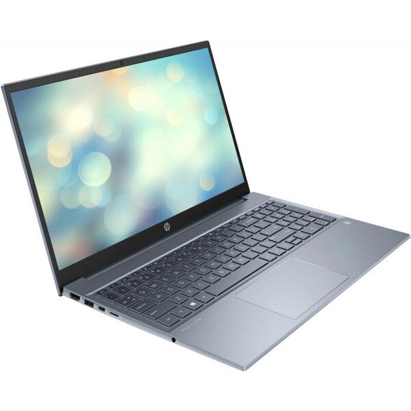 Laptop HP 15.6'' Pavilion 15-eh1005nq, FHD IPS, Procesor AMD Ryzen™ 7 5700U (8M Cache, up to 4.3 GHz), 8GB DDR4, 512GB SSD, Radeon, Win 11 Home, Fog Blue