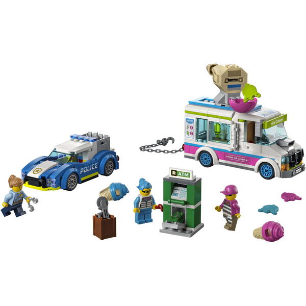 LEGO® City - Politia in urmarirea furgonetei cu inghetata 60314, 317 piese