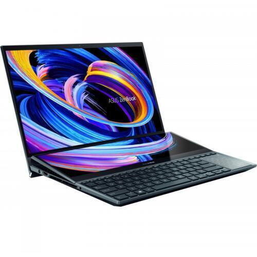 Ultrabook Asus ZenBook Pro Duo 15 OLED UX582ZM-H2009X (Procesor Intel® Core™ i9-12900H (24M Cache, up to 5.00 GHz), 15.6" UHD Touch, 32GB, 1TB SSD, nVidia GeForce RTX 3060 @6GB, Win11 Pro, Albastru)