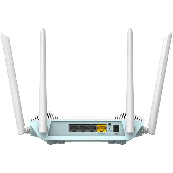 Router wireless Wi-Fi 6 Smart Eagle PRO AI D-Link R-15, AX1500, Dual-Band, MU-MIMO, OFDMA, asistenta AI, Control Parental, Control Vocal Google/Alexa