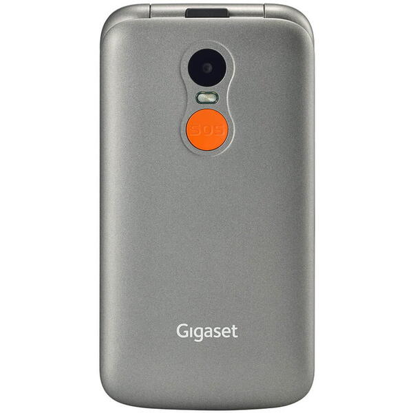Telefon GSM Gigaset GL590, pentru seniori, buton SOS, Dual Sim, Argintiu
