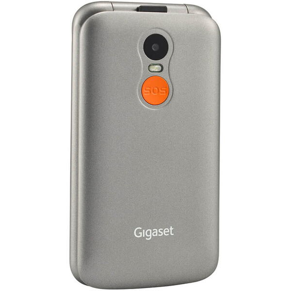 Telefon GSM Gigaset GL590, pentru seniori, buton SOS, Dual Sim, Argintiu