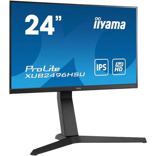 Monitor iiyama ProLite XUB2496HSU-B1 24" IPS, 1ms, 75Hz, HDMI, DP, FlickerFree, Black Tuner