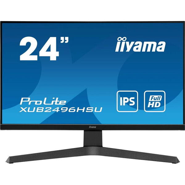 Monitor iiyama ProLite XUB2496HSU-B1 24" IPS, 1ms, 75Hz, HDMI, DP, FlickerFree, Black Tuner