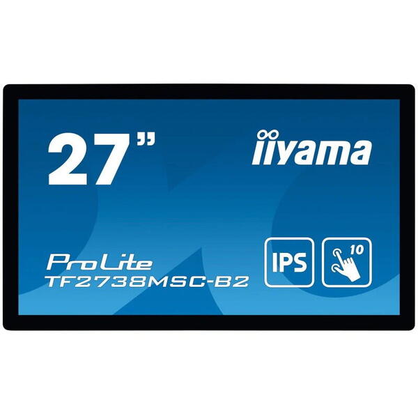 Monitor tactil iiyama ProLite TF2738MSC-B2 27" IPS LED IPX1 OpenFrame, Negru