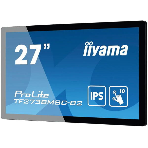 Monitor tactil iiyama ProLite TF2738MSC-B2 27" IPS LED IPX1 OpenFrame, Negru