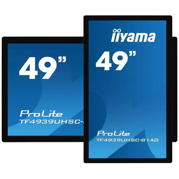 Monitor Touch Iiyama ProLite TF4939UHSC-B1AG 49" 4K Open Frame PCAP, IPS, 24/7, Negru