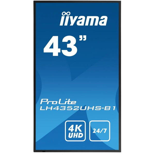 Monitor Iiyama ProLite LH4352UHS-B1 43" IPS 4K UHD, Digital Signage, 24/7, Intel® SDM, Android, Negru