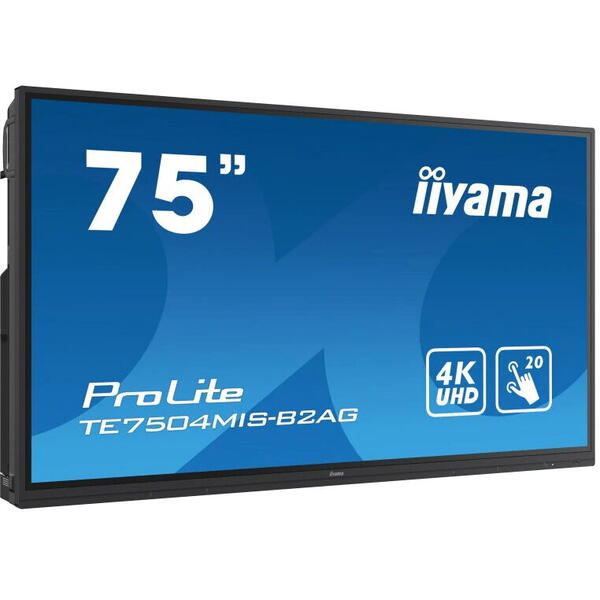 Monitor Iiyama ProLite TE7504MIS-B2AG 75" IPS, 4K UHD, iiWare, Android, WiFi, 24/7, Negru