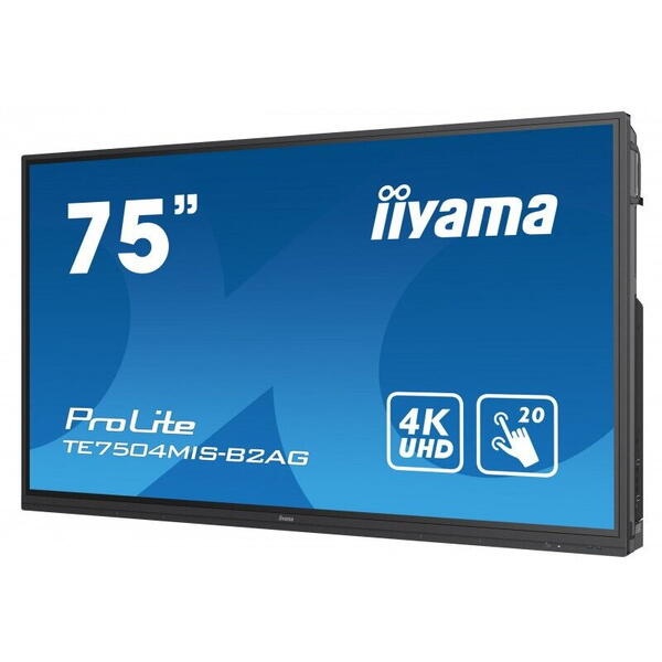 Monitor Iiyama ProLite TE7504MIS-B2AG 75" IPS, 4K UHD, iiWare, Android, WiFi, 24/7, Negru