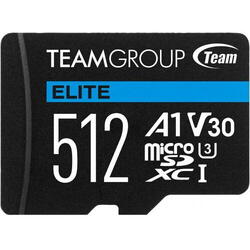 Memory Card microSDXC TeamGroup Elite 512GB, Class 10, UHS-I U3, V30, A1 + Adaptor SD