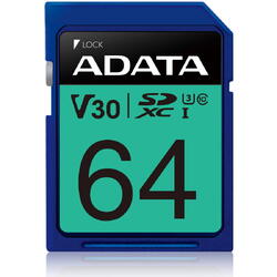 Card de memorie ADATA Premier Pro, 64GB, SDXC, UHS-I, U3, Clasa 10