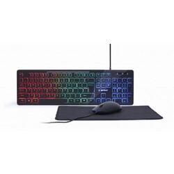 Kit Gembrid 3 in 1 KBS-UML-01 - Tastatura, RGB LED, USB, Black + Mouse Optic, USB, Black + Mouse Pad, Black