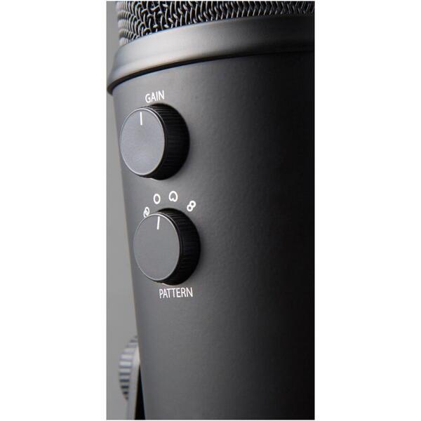 Logitech Microfon Profesional Blue Yeti USB, PC & Mac, Gaming, Podcast, Streaming, Recording, Multi-Pattern, Blackout