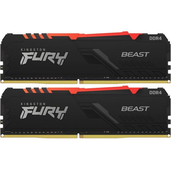 Memorie Kingston FURY Beast RGB 64GB DDR4 3200MHz CL16 Dual Channel Kit