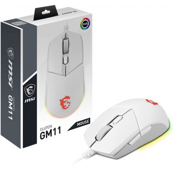 Mouse Gaming MSI GM11 Clutch RGB White