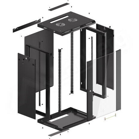 Cabinet metalic Lanberg WF01-6418-10B, 19inch, 18U, 600 x 450