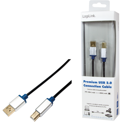 Cablu Logilink USB 2.0 A male - USB 2.0 B male, 2m