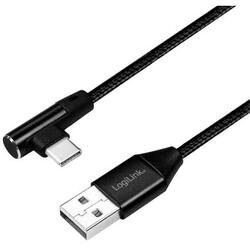 Cablu de date Logilink CU0137, USB - USB-C, 0.3m, Negru
