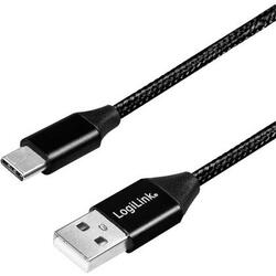 Cablu de date Logilink CU0139, USB 2.0 - USB-C, 0.3m, Negru
