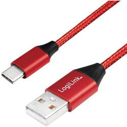 Cablu de date Logilink CU0147, USB 2.0 - USB-C, 0.3m, Rosu
