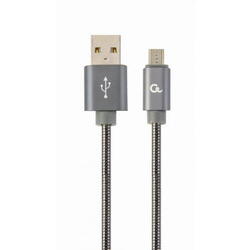 Cablu de date Gembird Premium Spiral Metal, USB - micro USB, 1m, Gri