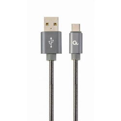 Cablu de date Gembird Premium Spiral Metal, USB - micro USB, 2m, Gri