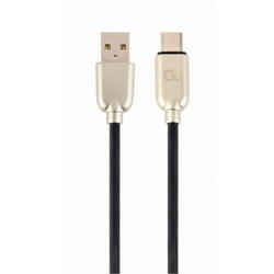 Cablu de date Gembird Premium Rubber, USB - USB-C, 2m, Negru