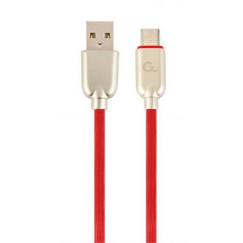 Cablu de date Gembird Premium Rubber, USB - USB-C, 1m, Rosu
