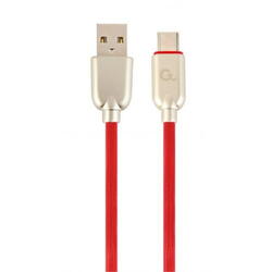 Cablu de date Gembird Premium Rubber, USB - USB-C, 1m, Rosu