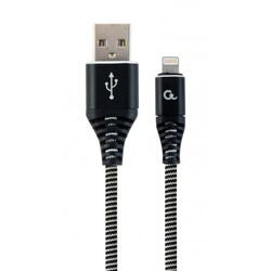 Cablu de date Gembird Premium Cotton Braided, USB 2.0 - USB-C, 1m, Negru