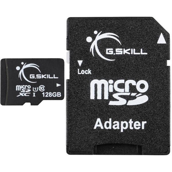 G.SKILL Card de memorie GSKill microSDXC 128GB Clasa 10 UHS-1 U1 cu adaptor SD