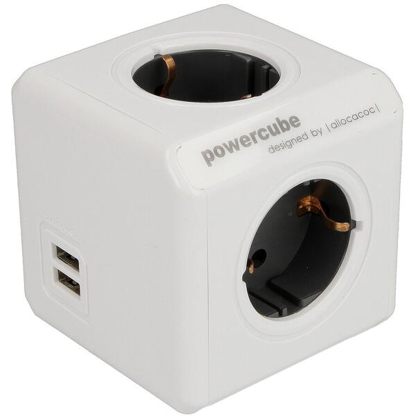 Allocacoc Prelungitor PowerCube, 4 prize, extended USB, 3m