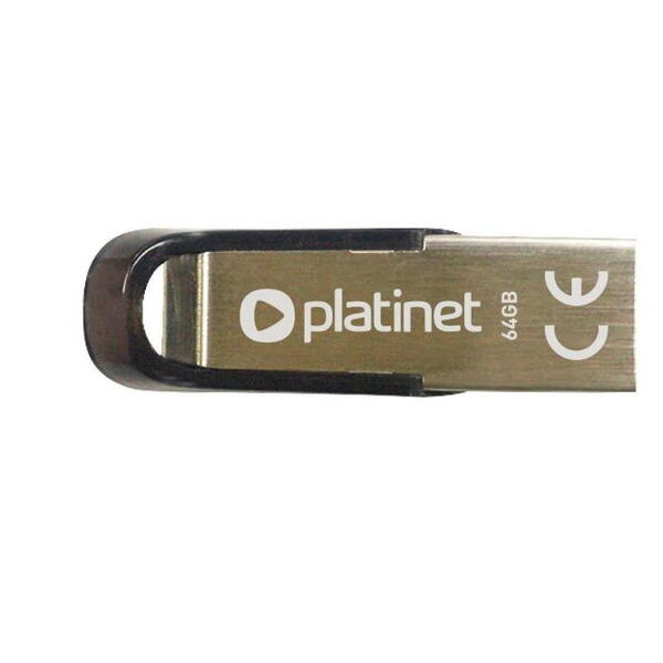 MemoryStick 64GB Platinet USB 2.0 X-Depo, Carcasa Aluminiu, PMFMS64, 44848, Argintiu