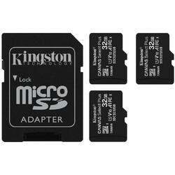 Set Memory Card microSDHC Kingston Canvas Select Plus 3x 32GB, Class 10, UHS-I U1, V10, A1, 3Pack + Adaptor SD