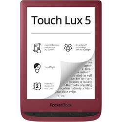 eBook Reader PocketBook Touch Lux 5, 6", 8GB+slot microSD, SMARTlight, Rosu rubiniu