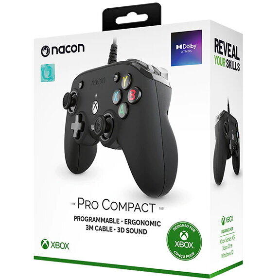Bigben Controller cu Fir Nacon Pro Compact Programabil, Dolby Atmos,Xbox, PC Negru
