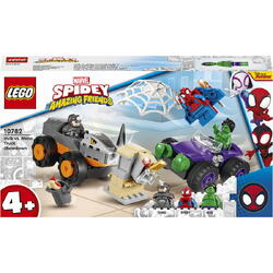 LEGO® Super Heroes - Spidey si prietenii lui uimitori Confruntarea dintre Hulk si Masina Rinocer 10782, 110 piese