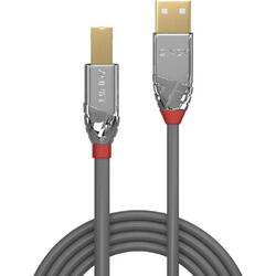 Cablu periferice LINDY Cromo, USB 2.0 Male tip A - USB 2.0 Male tip B, 3m, Argintiu