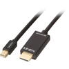 Cablu video LINDY Mini DisplayPort v1.2 Male - HDMI v1.4a Male, 2m, Negru