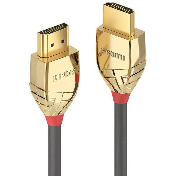 Cablu video LINDY Gold, HDMI Male - HDMI Male, v2.0, 10m, Gri-Auriu