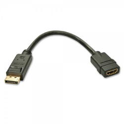 Adaptor LINDY Adaptor, 1x DisplayPort 1.2 Male - 1x HDMI 1.3 Female, Negru