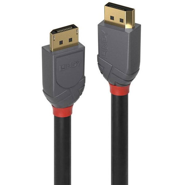 Cablu video LINDY Anthra, DisplayPort Male - DisplayPort Male, v1.2, 5m, Negru-Gri