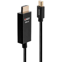 Cablu video LINDY Mini DisplayPort v1.2 Male - HDMI v2.0 Male, 2m, Negru