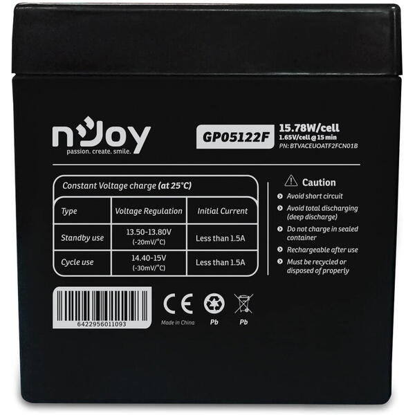Acumulator nJoy GP05122F, Negru