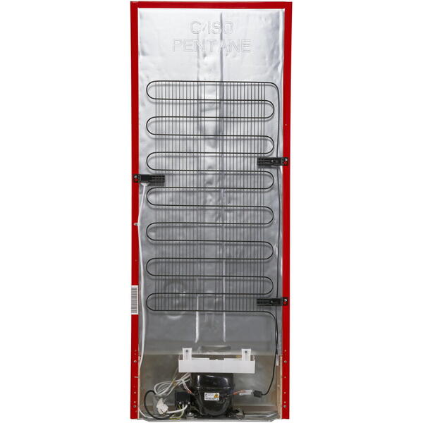 Frigider cu doua usi Fram FDD-VRL212RDF+, 212l, Clasa F, Lumina LED, Dezghetare automata frigider, H 144 cm, Rosu