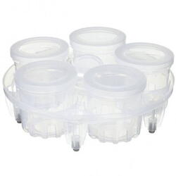 Set de accesorii Instant Pot Yogurt Cups and Rack 210-0003-01, 5 recipiente de 150ml din polipropilena PF-1002, Gratarul poate fi folosit la sterilizarea biberoanelor de 260ml, Fara BPA, 302g, DW Safe